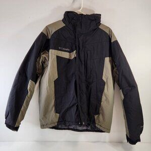Columbia Parka Winter Jacket Mens Medium Waterproof Black Beige